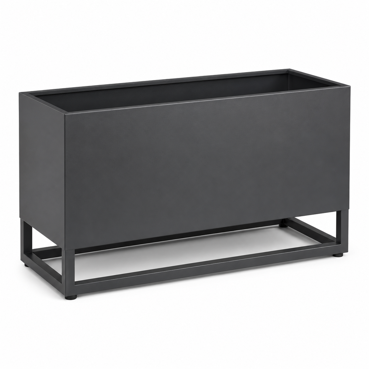 Rechteckiger Pflanzkübel Anthrazit aus pulverbeschichtetem Stahl 80x30x40 cm