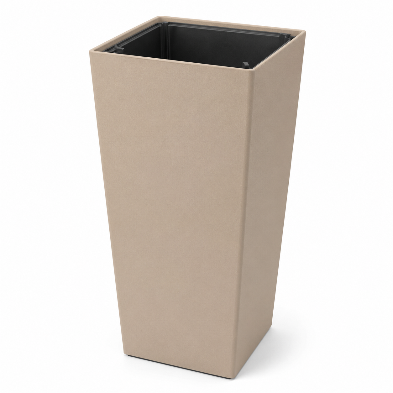 Hoher Pflanzkübel Sandbeige aus UV-beständigem Kunststoff 40x40x75 cm