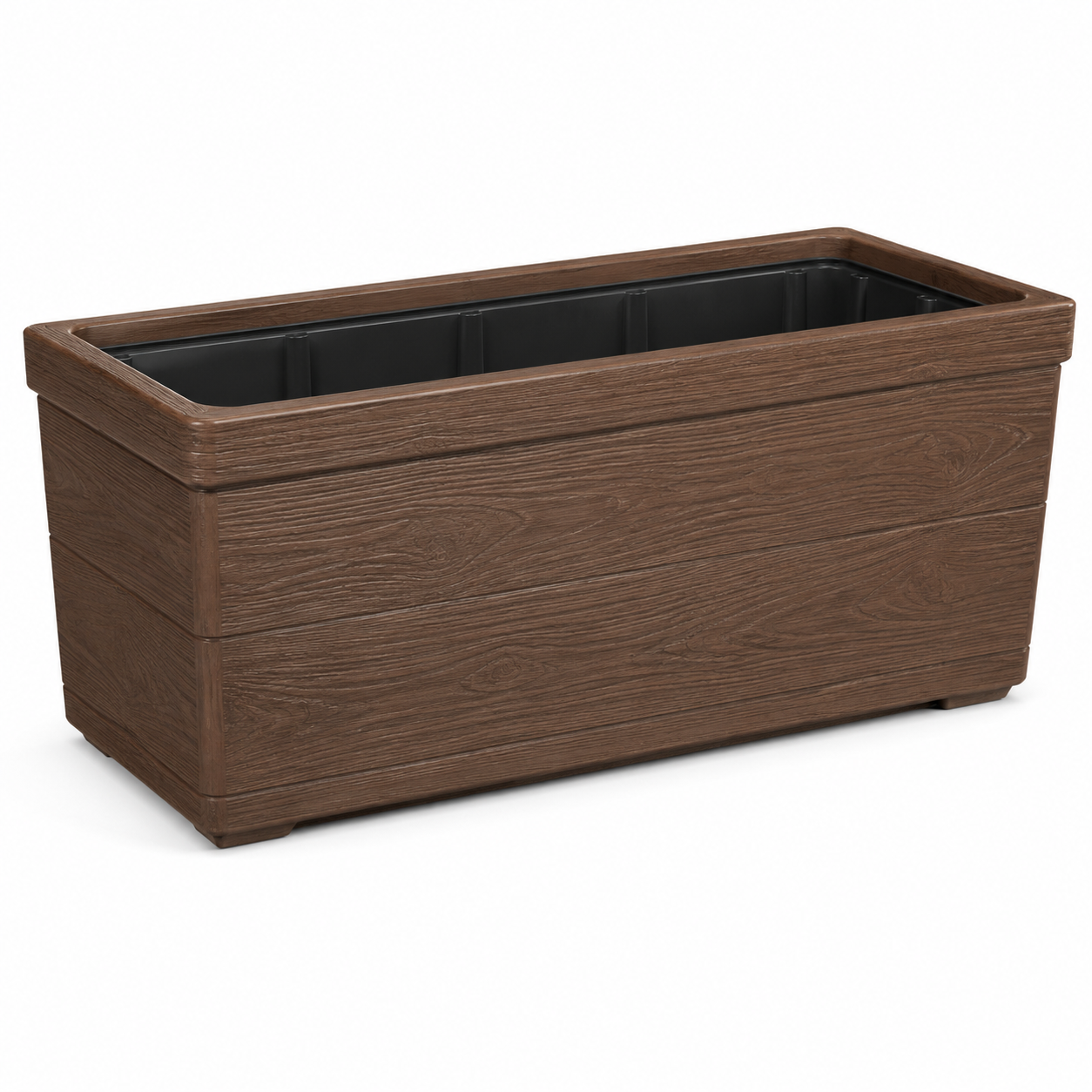 Pflanzkübel Braun in Holzoptik mit Einsatz 70x30x35 cm