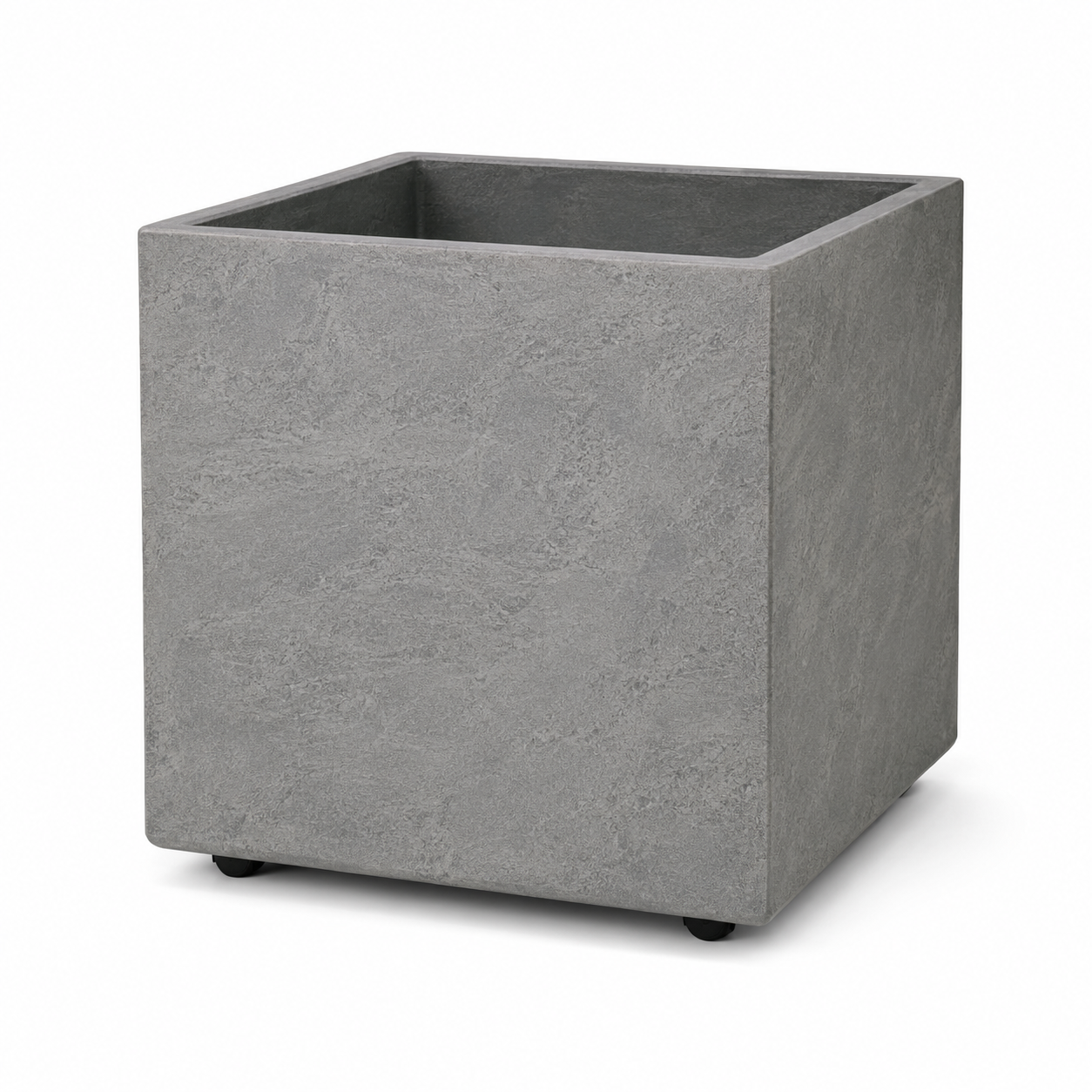 Quadratischer Pflanztopf Steingrau mit Rollen 50x50x48 cm