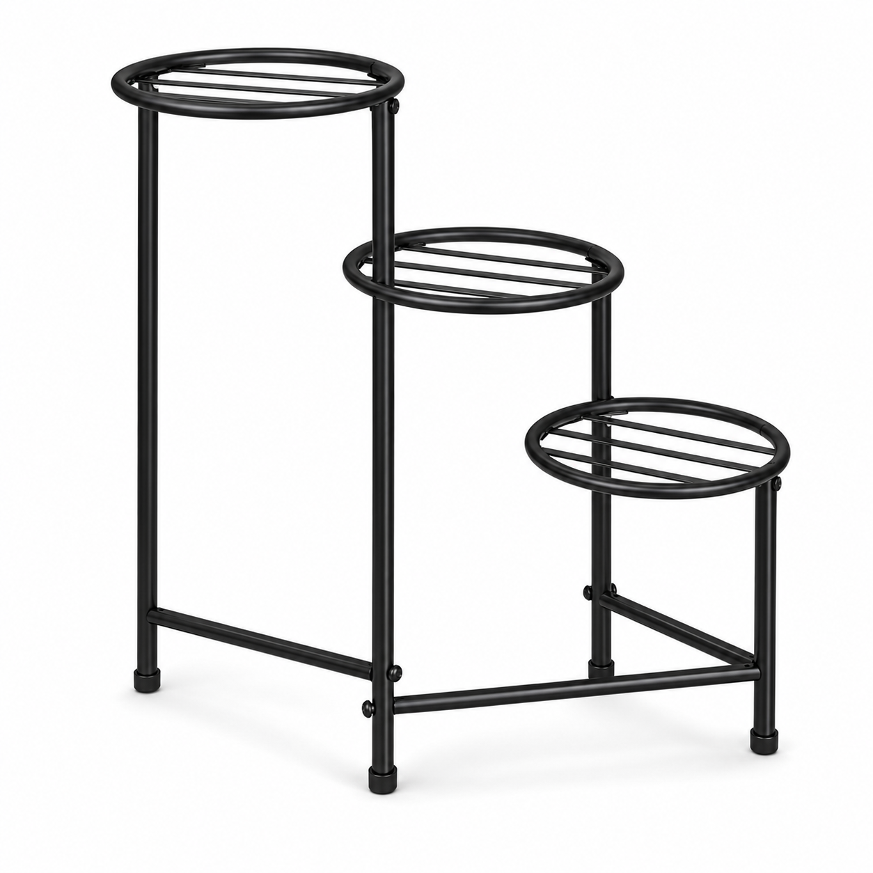 Schwarzer Pflanzenständer aus Metall für drei Töpfe 78x24x70 cm