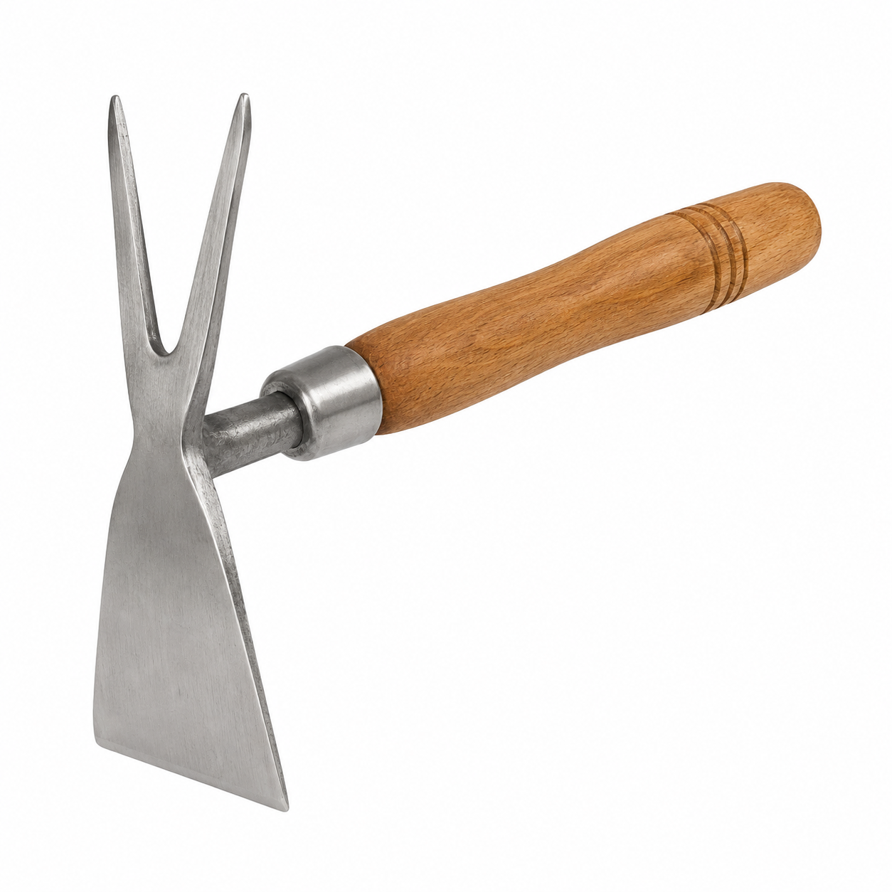 Gartenhacke Doppelkopf Edelstahl mit Holzgriff 30 cm