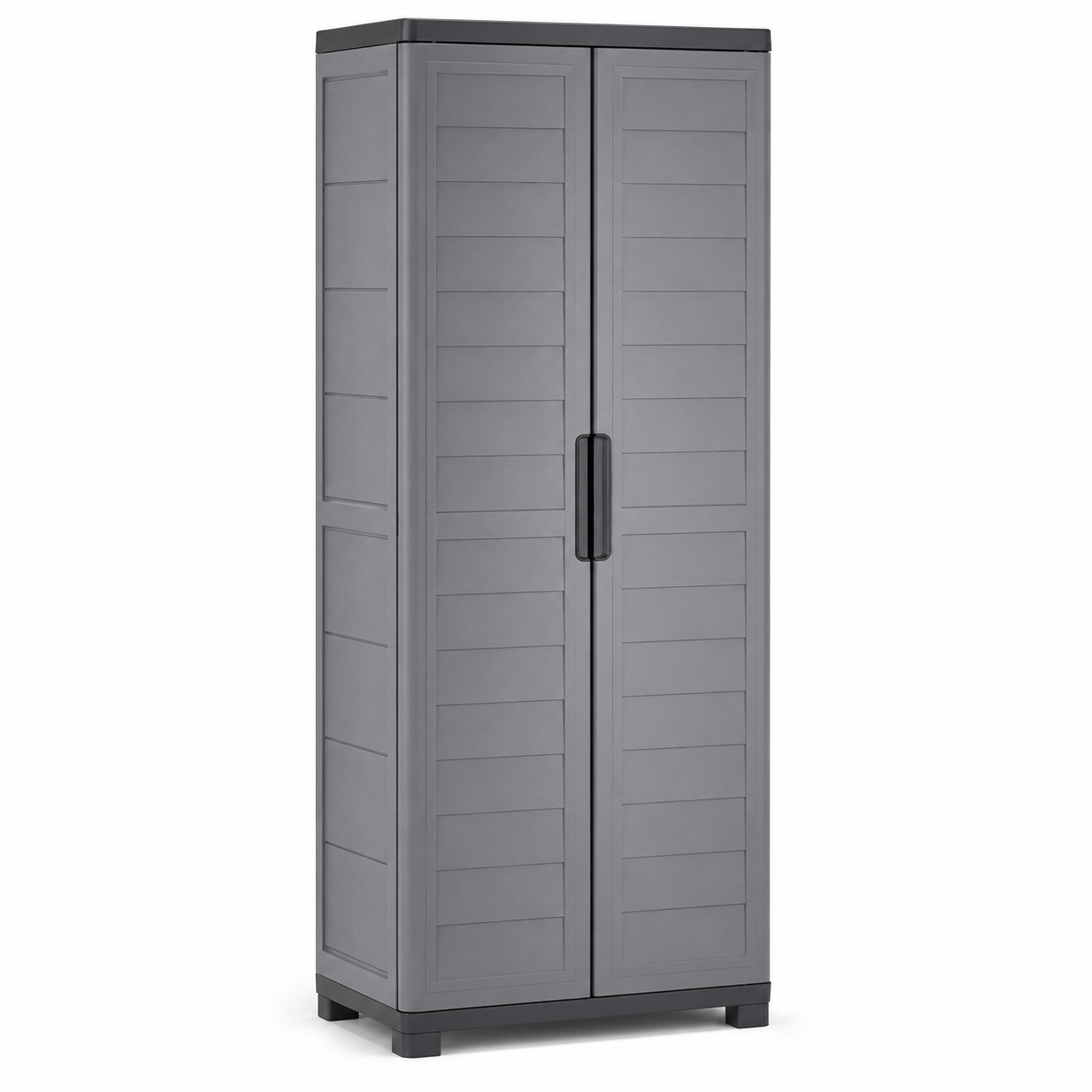 Schmaler Gartenschrank Grau mit zwei Böden 70x39x165 cm