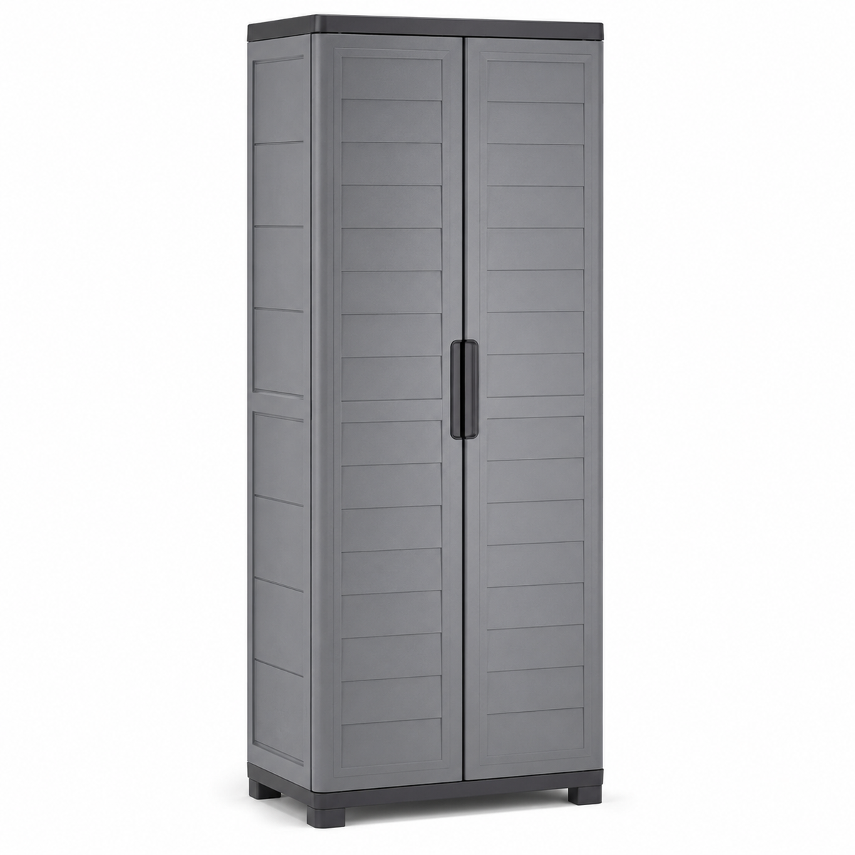 Schmaler Gartenschrank Grau mit zwei Böden 70x39x165 cm