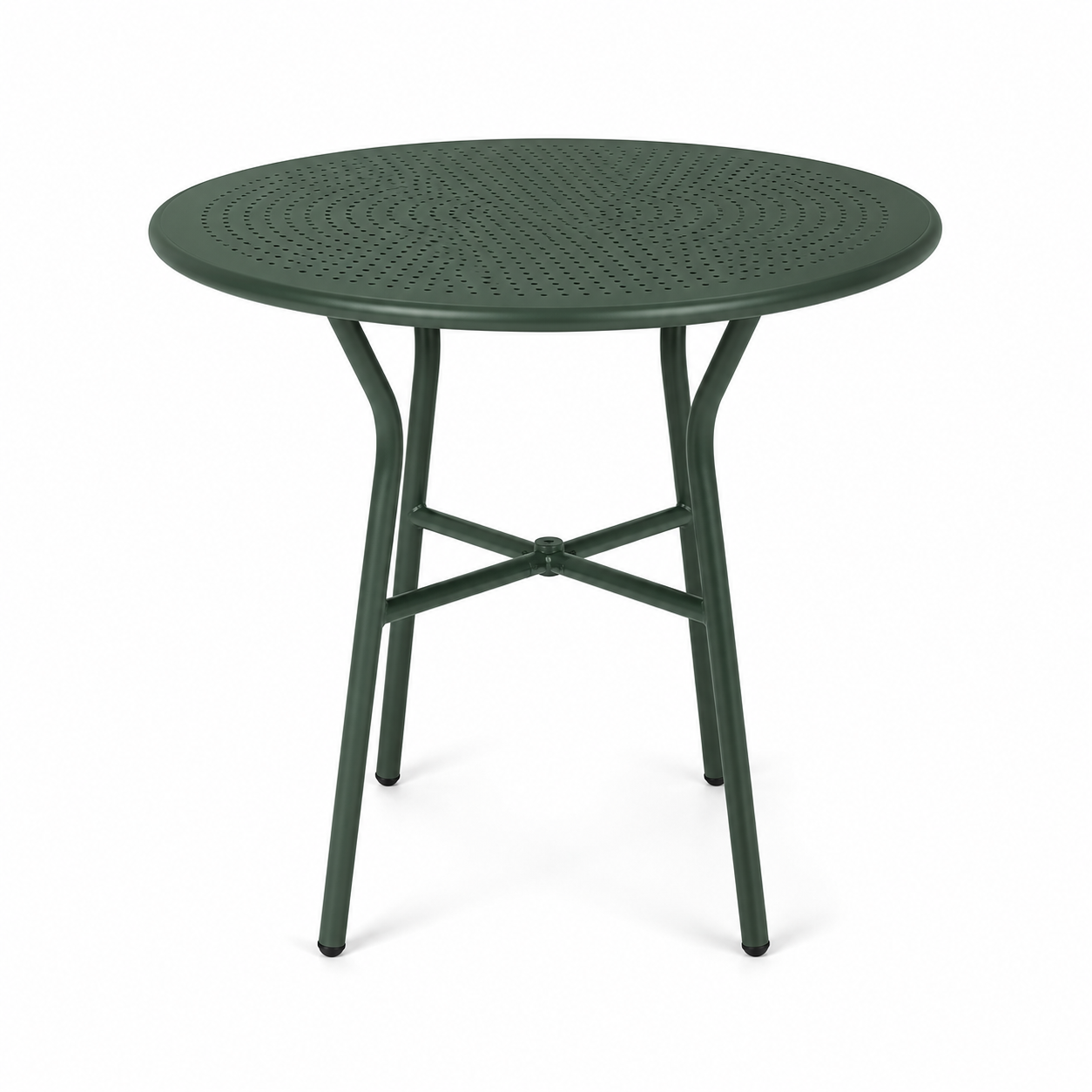 Runder Bistrotisch Dunkelgrün aus Stahl Ø70x72 cm